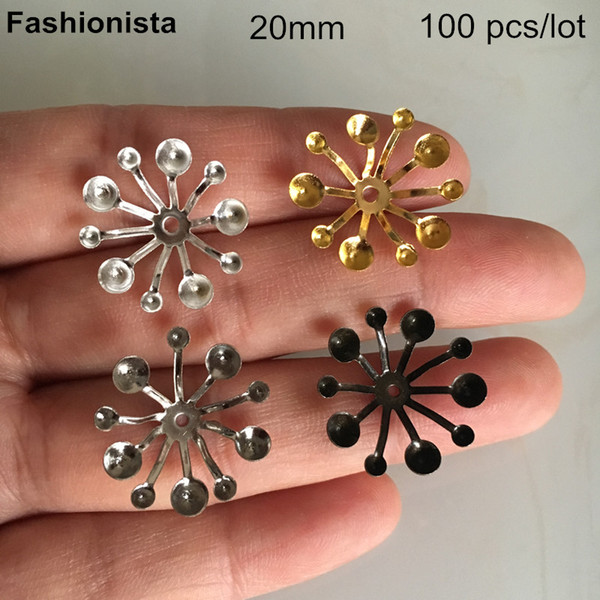 Fashionista 100 pcs Flower Pistil Shape Bead Caps,20mm Gold-color / Silver-color / Steel / Bronze,Metal Bead Caps For DIY Crafts