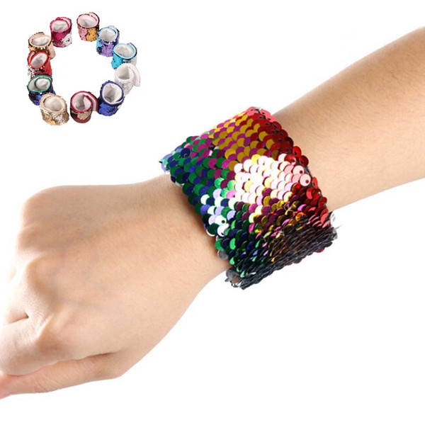 Fashion Sequin Bracelets Double Sequin Mermaid Wristband Stress Reliever Multi Colors