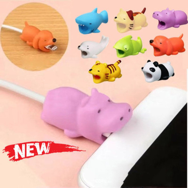 10PCS/set Cartoons Animal Bite Cable Data Protector Dogs Cats Cute Shaper Winder Organizer for Iphone Ipad Data Line Protection Phone