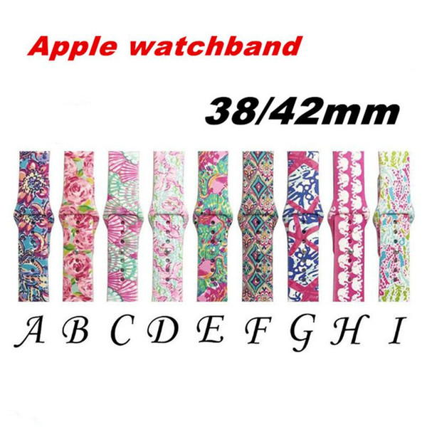 9 Design Apple Watch Replacement Bands Lilly inspired Pulitzer Silicone 38mm 42mm Watch Band Straps Luxury Watchband for women girl men z318