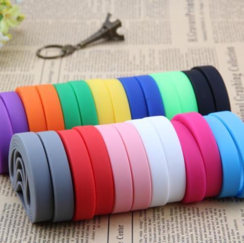 100pcs/lot colorful Blank Silicone Wristbands Rubber Bracelet sport & events