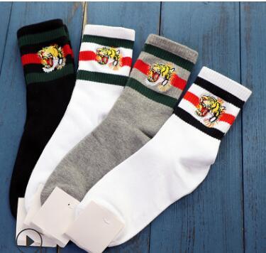 high quality 4 color four pairs ace tiger head embroidered designer Sneaker Sock Antibacterial Deodorant Cotton lcool Socks