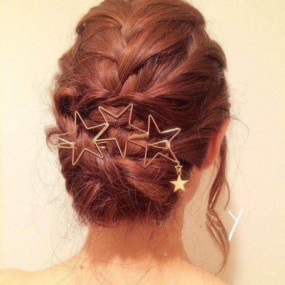 2009 European and American fashion trend Fan Baituan hairpin copper hollow Pentagon simple hairpin trim clip