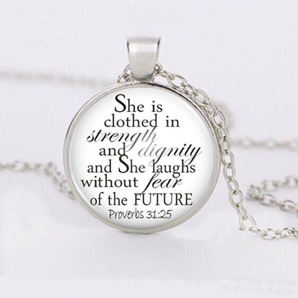 She Smiles with Strength and Dignity To Face The Future Fashion Glass Pendant Necklace Wholesales