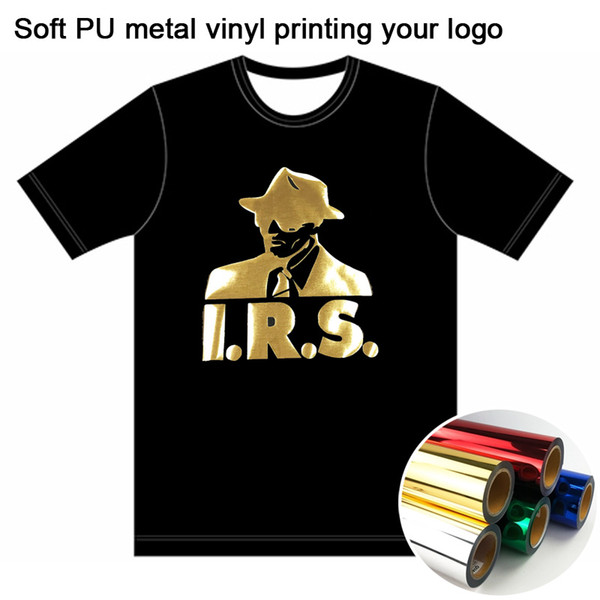 Fashion Accessories PU Soft Metal Heat Transfer-film/Custom Your LOGO on T-shirts PU Flex Heat Transfer film Vinyl print on Clothes