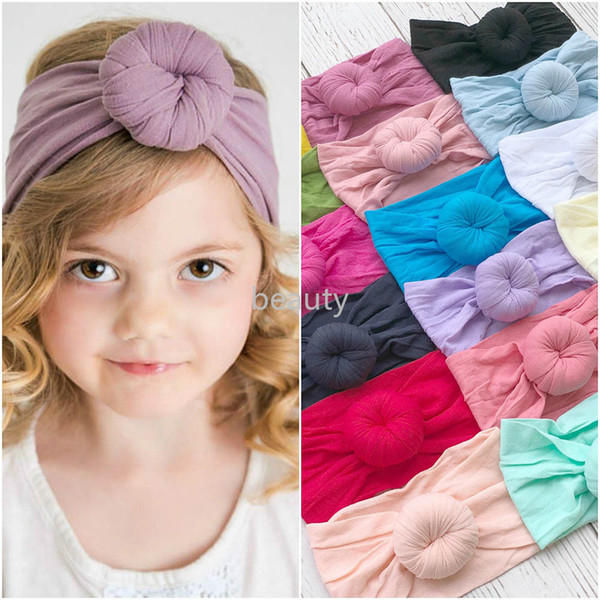 21 Colors Toddler Infant Baby Kids Cotton Turban Knot Bunny Ear Hat Head Wrap Headband WXA007