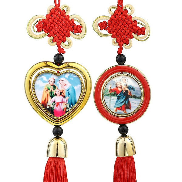 Religious Jewelry Enamel Jesus Car Interior Rearview Mirror Decorative Red Tassel Pendant Hanging Ornament Car Accessories