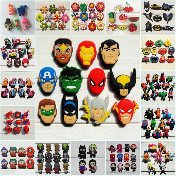 1000pcs Mario Avenger Super Hero Cartoon PVC Shoe Buckle Shoe Charm Fit Croc Shoes&Wristbands Accessories Kid Gift Party Favors