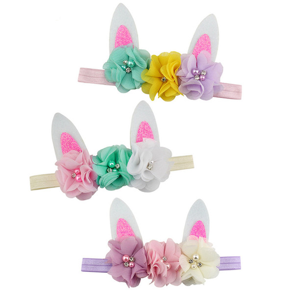 Easter Bunny Sequin Bow Floral Headband Cute Baby Boys Girls Hairbands Kids Hair Band Hair Accessories dc251