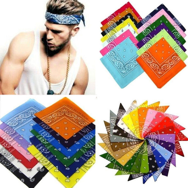 Assorted Bandanas 56*56CM 100% Cotton Novelty Double Sided Print Paisley Cowboy Bandana Party Favor Scarf Headband Handkerchiefs