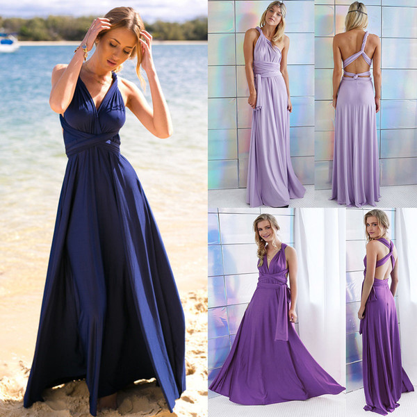 Women's Elegant Women Evening Dress Convertible Multi Way Wrap Bridesmaid Formal Long Dresses Dance Gown Formal Long Dresses HJ075