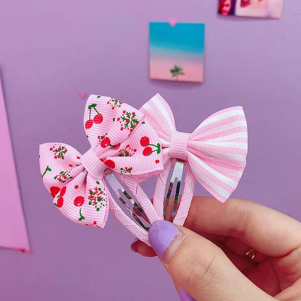 Japanese Fresh Lovely Fruit Cute Bow Hairclip Broken Hair Fringe Clip Side Clip Hair Accessories Simple Cute