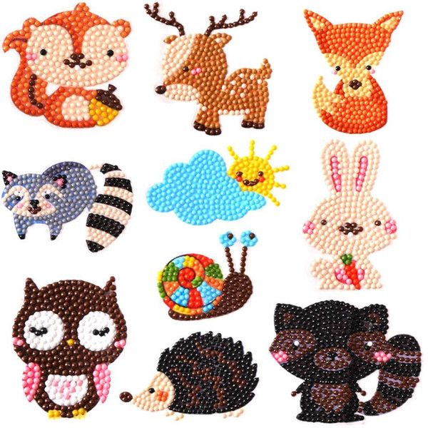 NEW HOT DIY Children Cartoon diamond sticker free sticker mixed pictures 1bag/lot with box various styles free shipping