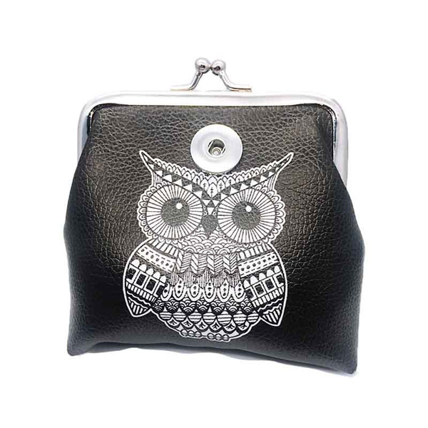 Fashion Owl Pu Leather Wallet 016 Mini Bag Wallet 18mm Snap button Bag Coin Purse Charm Interchangeable Jewelry For Women Teenagers Gift