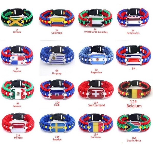 Fashion Wristband Handmade National Flag Braided Bracelet Adjustable Outdoor Camping Hiking Emergency Survival Braided Bracelet
