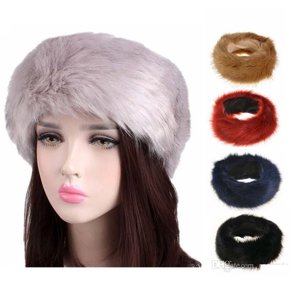 10 colors Womens Faux Fur Headband Winter warm Black White Nature Girls Ear Warmer Ear Muffs