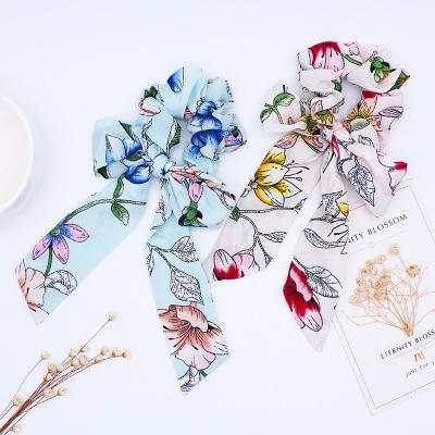 Floral Print Scrunchie Women Hair Scarf Elastic Bohemian Hairband Bow Hair Rubber Ropes Girls Hair Ties Accessories