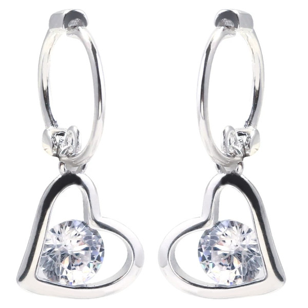 Hot Sale Fashion Trend 925 Sterling Silver Korean Version Sparkle Heart Women Earring with Refreshing Design