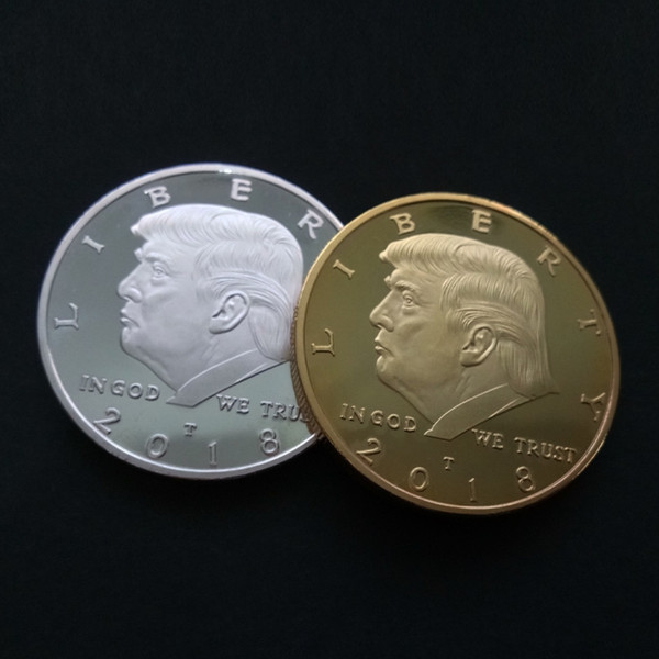 Fashion Accessories US President Trump Commemorative Coin Plating Gold Silver Trump avatar Not fade Acrylic packaging.