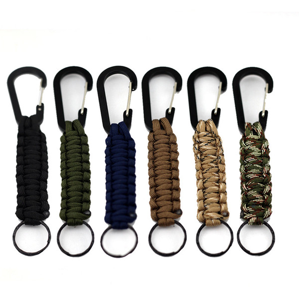 Paracord survival keychain Outdoor Survival 7 Strand Paracord Parachute Cord Lanyard Keyring Carabiner Hook Kits keychain