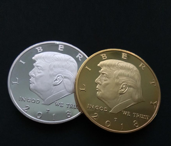 2018 Fashion Accessories New US President Trump Commemorative Coin Plating Gold Silver Trump avatar 50pcs free ship