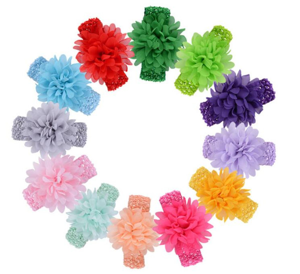 baby headband Toddler Bow Flower Hair Accessories Hair Band Baby Kids Crochet chiffon Flower Hairband Headband KKA6847