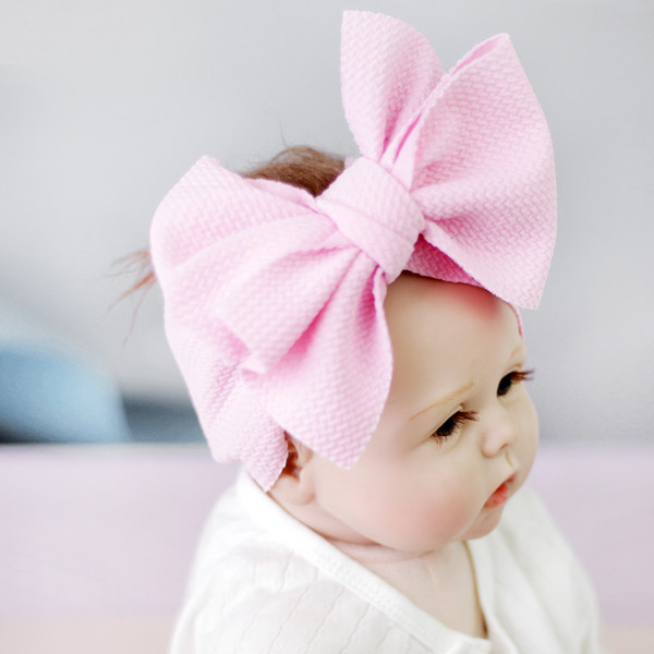 Baby Knot Headband Girls big bow headbands Elastic Bowknot hairbands Turban Solid Headwear Head Wrap Hair Band Fashion Accessories GGA2009