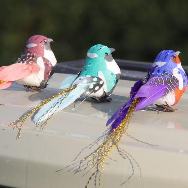 10*4*5CM 12pcs/lot 6 Colors Decorative Fake Foam Feather Bird Artificial Ornamental Birds For Home Decor Christmas Wedding G610S