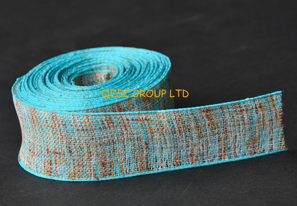 Turquoise Multicolor hemp cotton ribbon Plaid ribbon net fabric for fascinator hair accessory hat bag clothes decoration belt