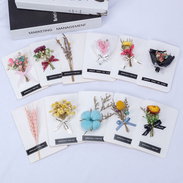 New Valentine's Day Gift Card Mini Bouquets Teachers' Day Gift Creative Valentine's Day Dry Flowers Three-dimensional Cards