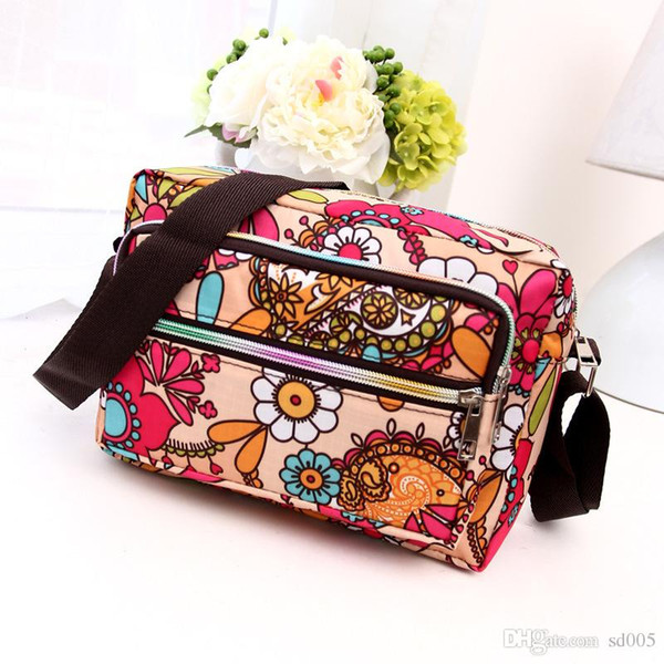 Women Messenger Bags Print Floral Cross Body Shoulder Canvas Hobo Bag Nylon Oxford Fabric Small Girls Handbag Bolsas Femininas 9ll aa