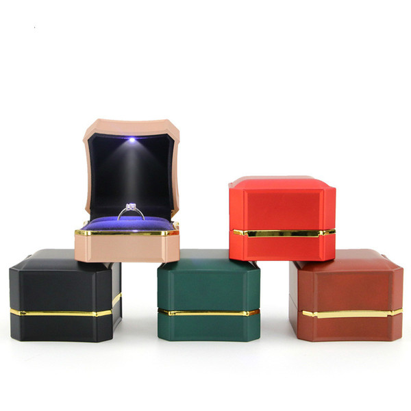 High-grade Octagonal Jewelry Box Touch paint Light-emitting Ring necklaces ear Neptacle led Wholesale with Lamp Decoration Box