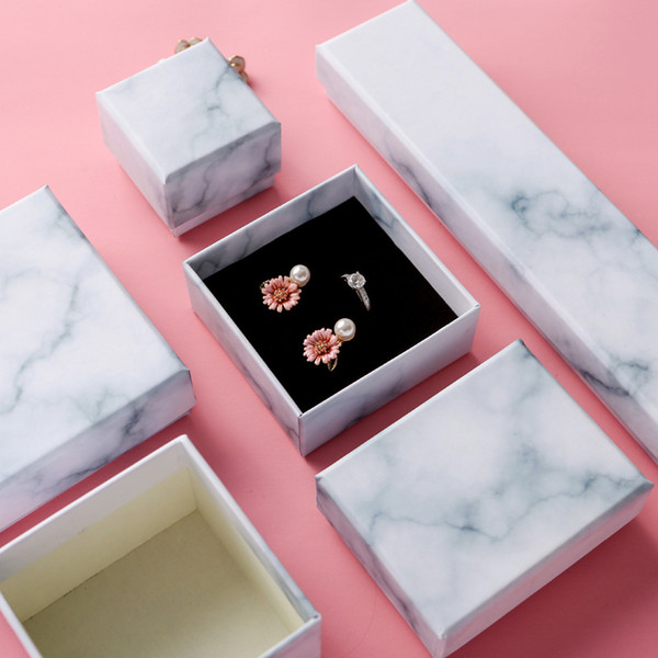 Manufacturers direct marble jewelry box inswind small gift box ring bracelet packaging box jewelry carton wholesale