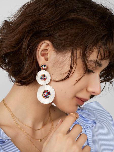 European and American earrings with alloy cotton thread, fringed flowers, multi-layer female earrings, fringed earrings and pendants