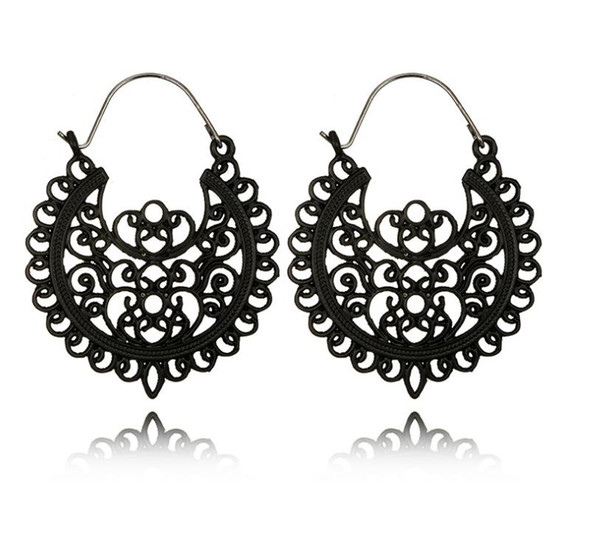 Fashion Bohemian Ethnic Wind Spiral Basket Earrings Hollow-out Carved Retro-ancient Alloy Earrings Female