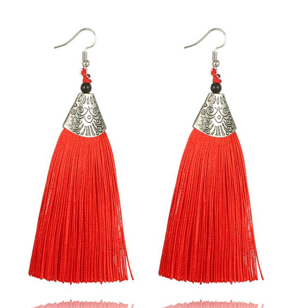 Simple Euro-American Ethnic Ornaments Long Sulphur Earrings Seven Coloured Earrings Earrings