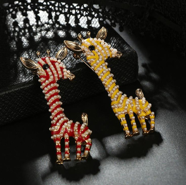 rhinestone vintage giraffe brooches for women fashion jewelry cute animal brooch pin 2 colors choose new year gift