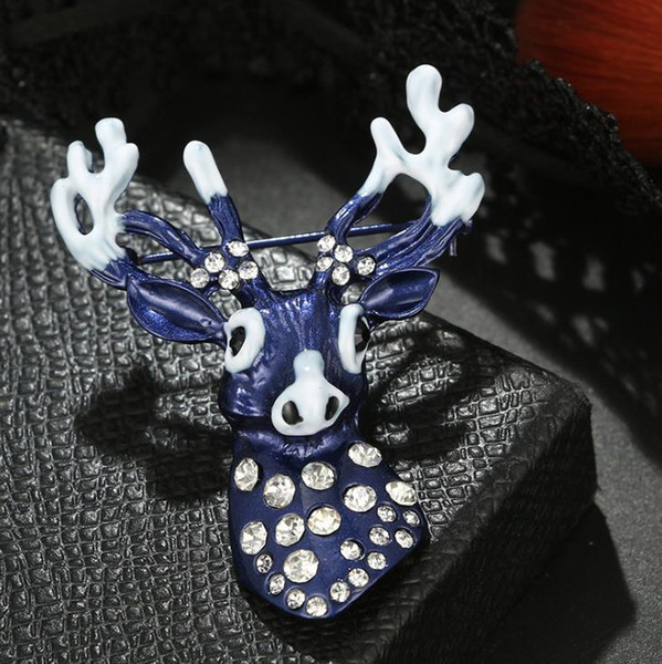 fashion cute xams deer head pin Wholesale Fashion Mental Christmas Crystal Women children christmas Jewelry Gifts Brooch