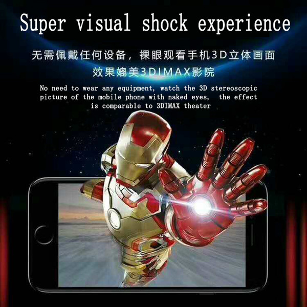 2019 Naked eye 3D image steel film Tempered Glass For iPhone 6 6S 7 Plus Full Screen Protector Protective On The For iPhone X 8 5 5S Glass