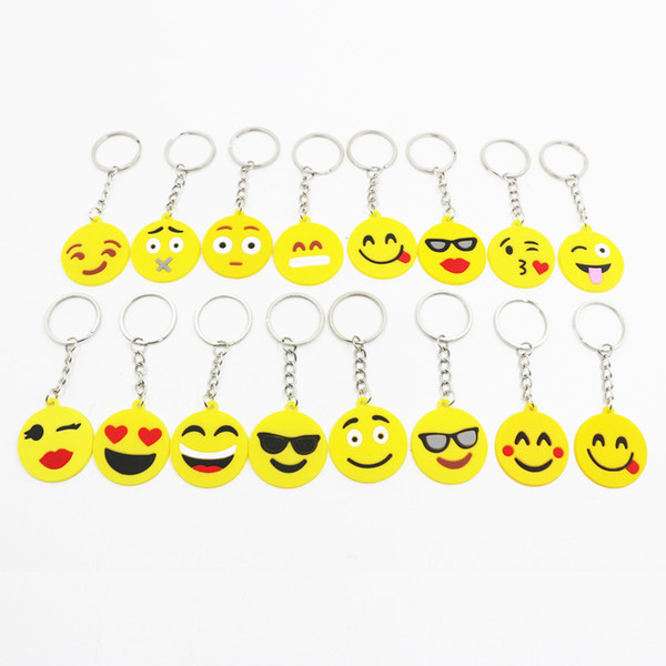 IN STOCK! QQ Emoji Key Chains Small Keychain Emotion Yellow QQ Expression Stuffed PVC Doll Toy 17 Design Emoji PVC keyring