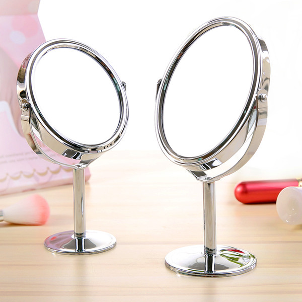 Small Makeup mirror desktop round oval table mirror simple ladies household metal Rotating double-sided vanity mirror