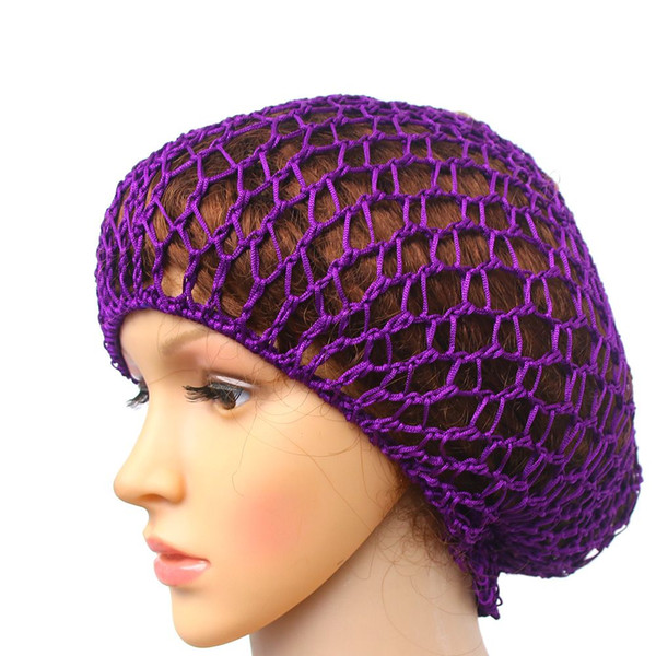 Women Soft rayon Crochet Hairnet oversize Knit Hat Cap 5 colors Snood Hair Net Headbands lady Hair Accessories drop shipping