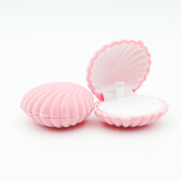 Shell Shape Lovely Velvet Wedding Engagement Ring Box For Earrings Necklace Bracelet Jewelry Display Gift Box Holder