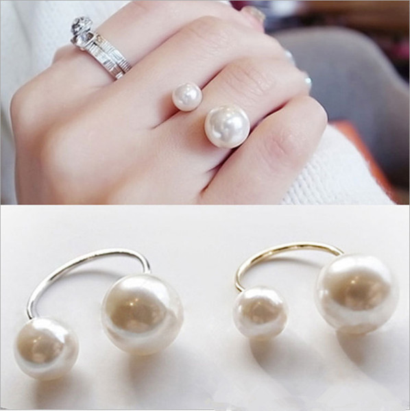 New Arrivals Hot Fashion Women's Ring Street Shoot Accessories Imitation Pearl Size Adjustable Ring Opening Women Jewelry