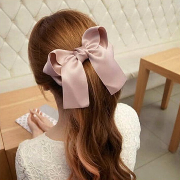 Hot Sale Wild Big Large Fashion Satin Women Girls Hair Band Trendy Hairpin Casual Hair Clip Cute Ribbon Bow Ladies