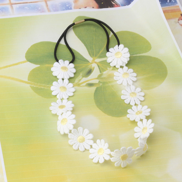 New Fashion Flower Headband Girls Elastic Hair Band Women Hair Accessories White Daisy Rims Headwear Chain Floral Hair Head Band