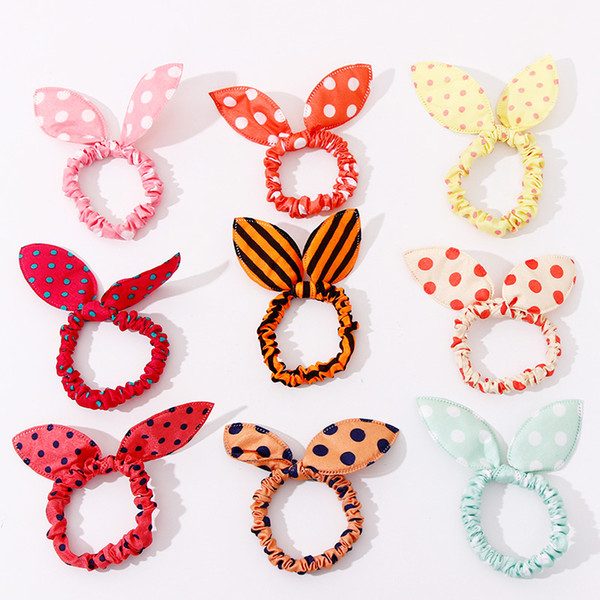 Wholesale New 25 Styles Women Girls Cute Rabbit Ears Elastic Hair Bands Ponytail Holder Hair Ropes Rubber Bands Hair Accessories