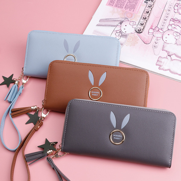 Brand New Lady's Long Money Purse South Korean Style Fashionable Rabbit Money Clip Multi-functional Female Hand Bag