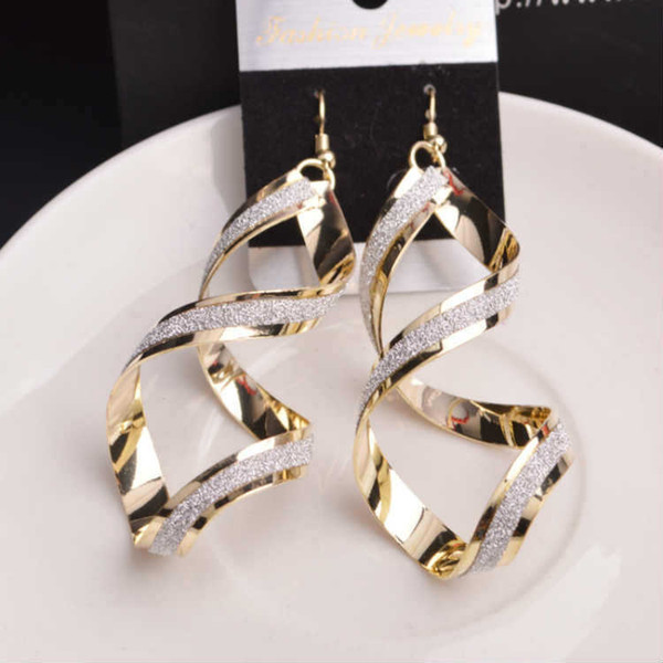 Rock and roll nightclubs exaggerate frosted spiral earrings, fashionable temperament women twisted earrings wholesale