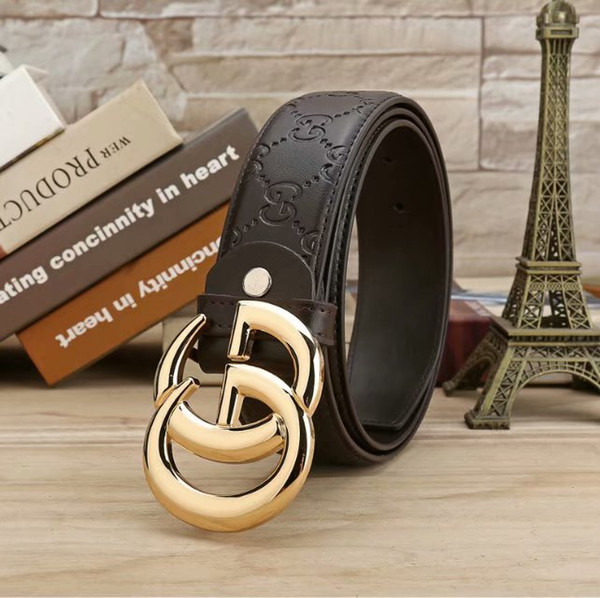 Luxury brand belt male wide 3.8cm fashion men and women leisure belt high quality solid double letter copper buckle